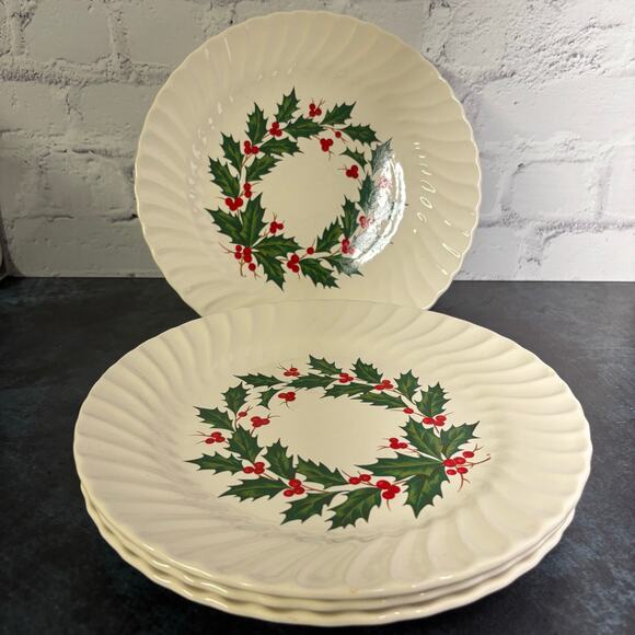 Vintage MCM Scio Japan Holly Berry Dinner Plates, Set of 2 - Picture 3 of 5